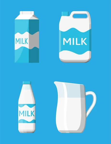 Milk set isolated on blue. — Stock Vector