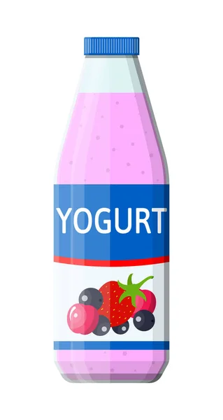 Plastic container with drinking yogurt. — Stock Vector