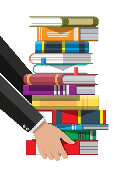 Uma Pilha Livros Mão Educação Leitura Book Literatura Enciclopédia Ilustração — Vetor de Stock
