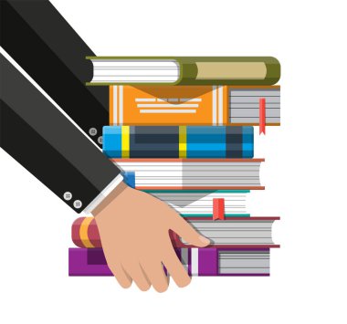 Yığın kitap elinde