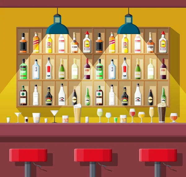 Interior del pub, cafetería o bar . — Vector de stock