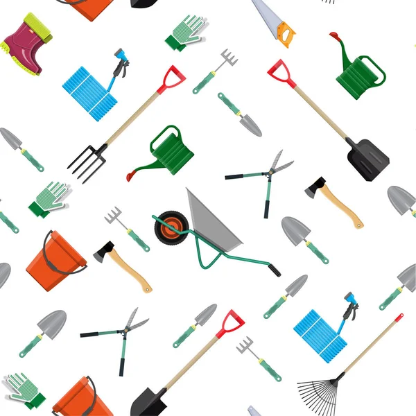 Seamless gardening tools pattern. — Stock Vector