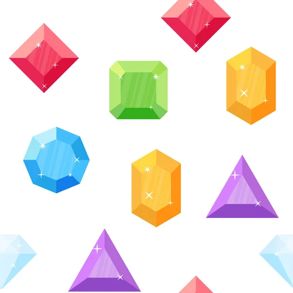 Diamanter i olika former. Seamless mönster. — Stock vektor