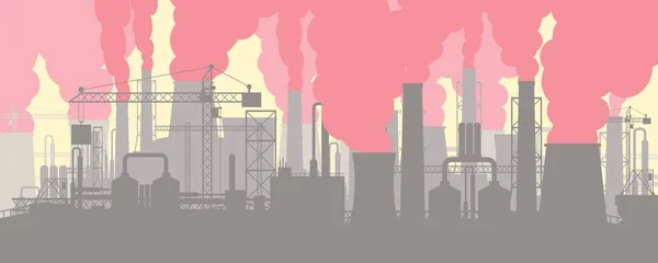 Paysage de silhouette industrielle panoramique . — Image vectorielle