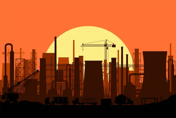Paysage de silhouette industrielle panoramique . — Image vectorielle