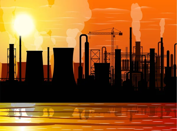 Panoramica silhouette industriale paesaggio . — Vettoriale Stock