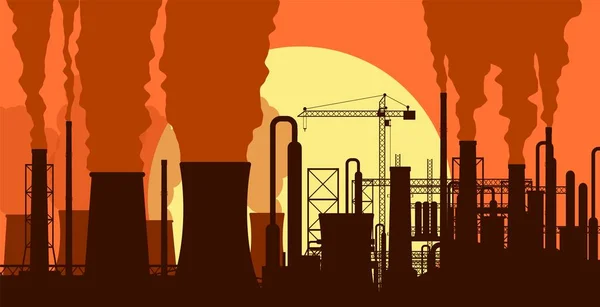 Panoramica silhouette industriale paesaggio . — Vettoriale Stock