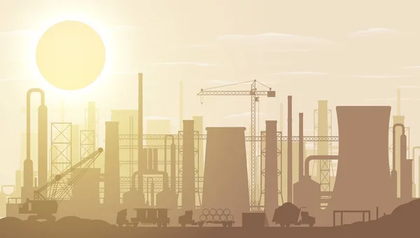 Paysage de silhouette industrielle panoramique . — Image vectorielle