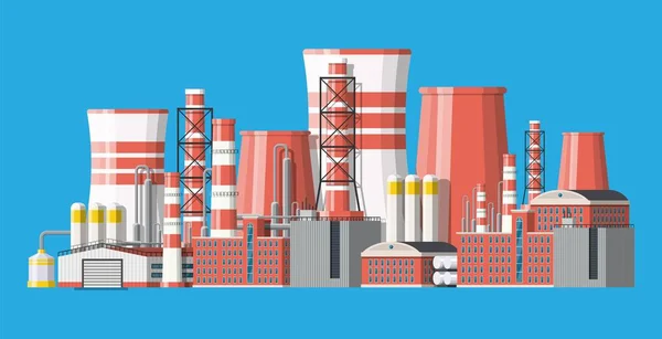 Industrial factory, power plant. — Stock Vector