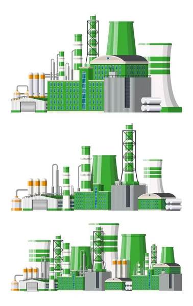 Ensemble d'icône d'usine. Usine industrielle, centrale électrique . — Image vectorielle