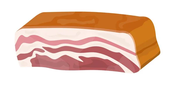 Rökt skinka isolerade. Bit läcker fläsk bacon — Stock vektor