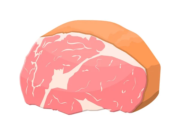 Jamón ahumado aislado. Pedazo de delicioso tocino de cerdo — Vector de stock