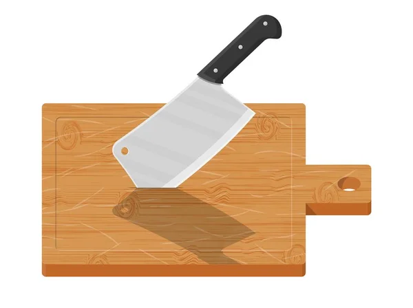 Dřevěné krájecí desky a kuchyňské nože. — Stockový vektor