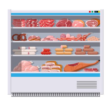 Et ürünleri Market buzdolabı.