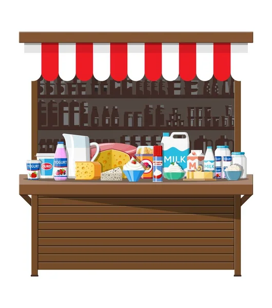 Tej utcai piac. Tej store istálló. — Stock Vector