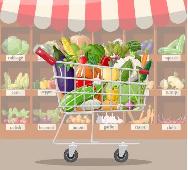 Süpermarket mağaza iç sebzeli