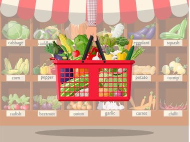 Süpermarket mağaza iç sebzeli