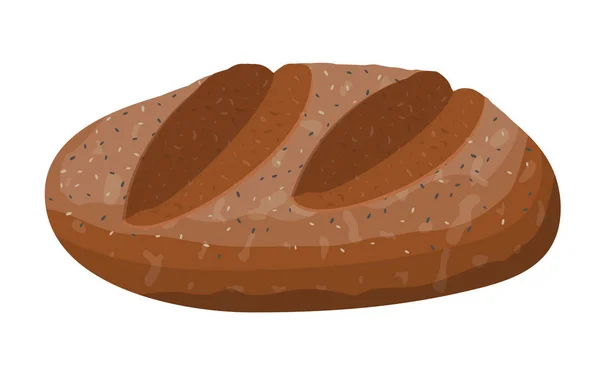 갈색 빵 덩어리. 라이 브롤 롤 바게트. — 스톡 벡터