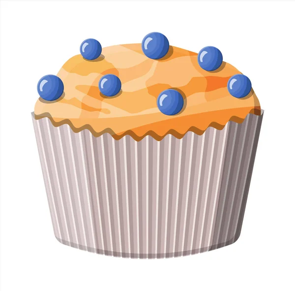 Dessert de muffins aux myrtilles. Chcolate cupcake — Image vectorielle