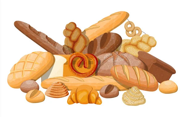 Conjunto de iconos de pan grande . — Archivo Imágenes Vectoriales