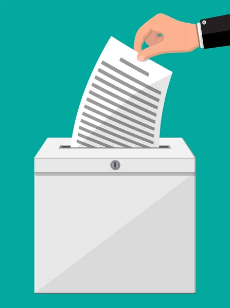 投票箱ドキュメントがいっぱいのロック付きコンテナ — ストックベクタ