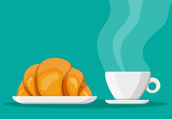 Coupe à café et croissant français . — Image vectorielle
