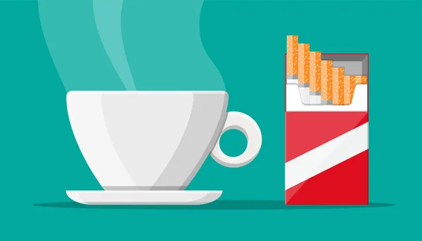 Φλιτζάνι καφέ και το πακέτο των τσιγάρων. — Διανυσματικό Αρχείο