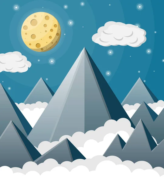 Paysage spatial avec montagnes et pleine lune . — Image vectorielle