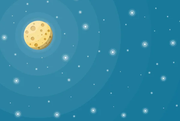 Yıldız ile gece gökyüzünde dolunay. — Stok Vektör