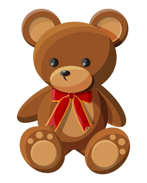 Urso de peluche com arco. Urso brinquedo de pelúcia . — Vetor de Stock