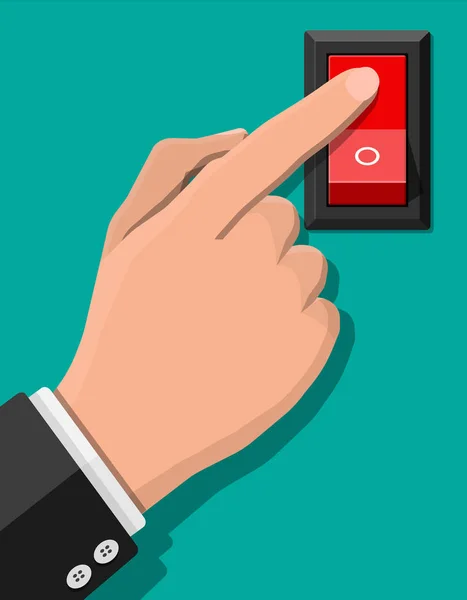 Hand push button switch. Electric control. — Stock Vector