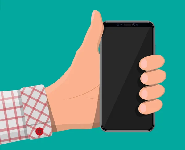 Smartphone con pantalla de borde sin marco en la mano — Vector de stock