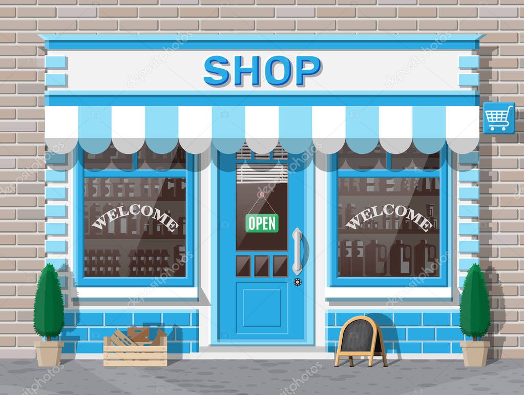 Small european style shop exterior.