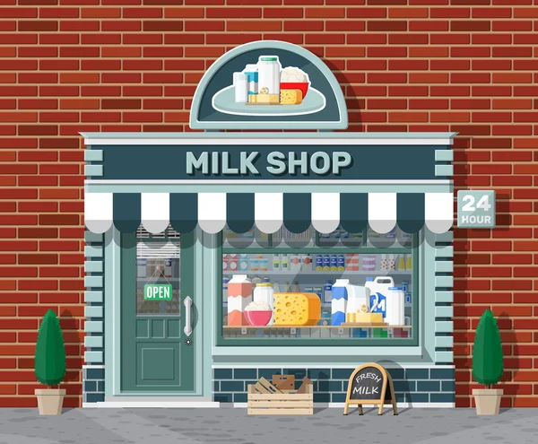 设有标牌、遮篷的奶品店或奶品店. — 图库矢量图片