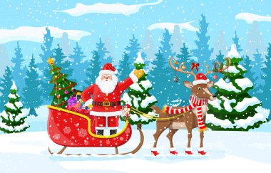 Noel Baba'dan Ren geyiği kızak sürmek.