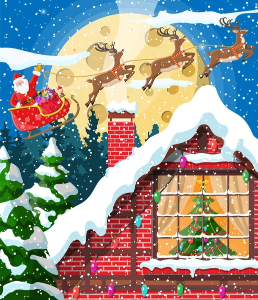 Navidad Año Nuevo Paisaje de invierno — Vector de stock