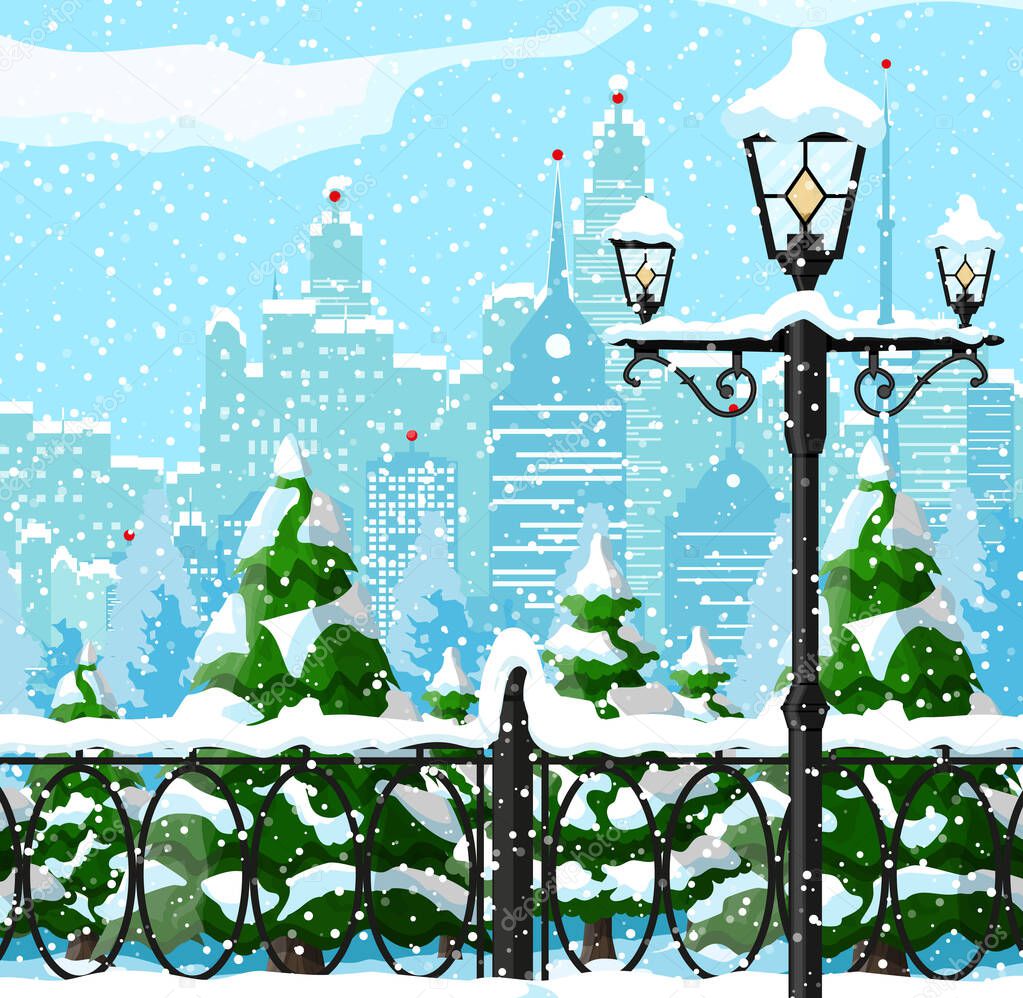 Christmas city winter landscape