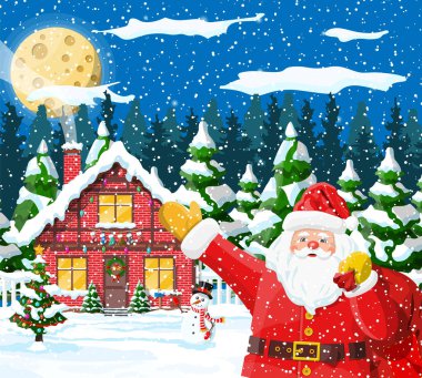 Noel arka plan. Noel Baba ile çanta hediye