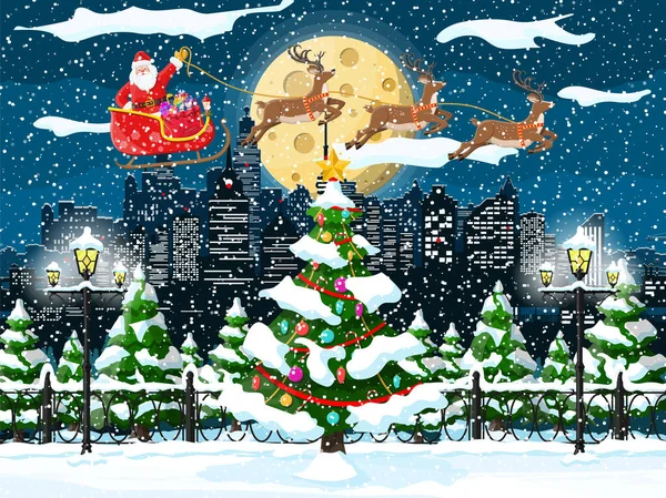 Navidad invierno paisaje urbano — Vector de stock