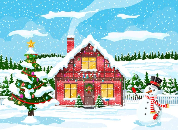 Boże Narodzenie Nowy Rok Krajobraz Zimowy — Wektor stockowy