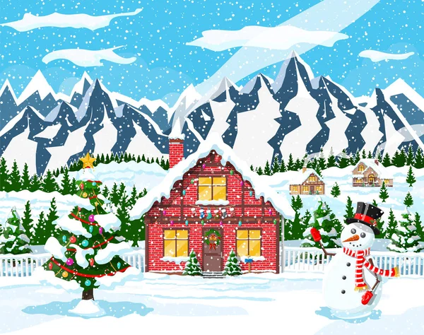 Boże Narodzenie Nowy Rok Krajobraz Zimowy — Wektor stockowy