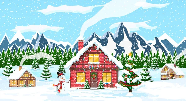 圣诞新年及冬季景观 — 图库矢量图片