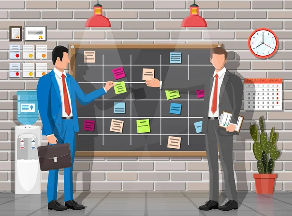 Persone, scrum board in interni ufficio — Vettoriale Stock