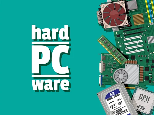 Montage PC. PC-Hardware. — Stockvektor