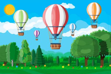 Sıcak Hava Balonu Bulutlu ve Güneşli