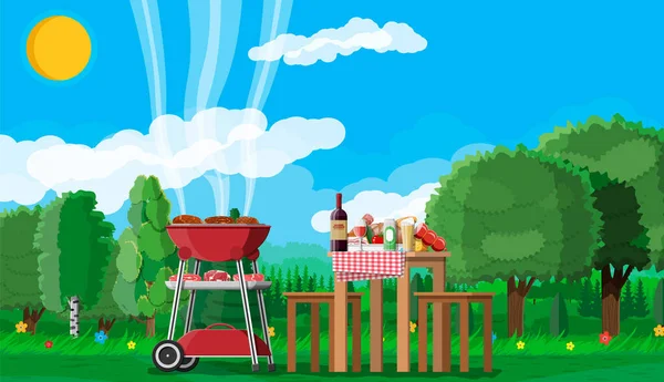 Bbq fête ou pique-nique . — Image vectorielle