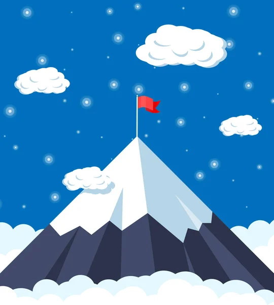 Σημαία στην κορυφή του βουνού. — Διανυσματικό Αρχείο