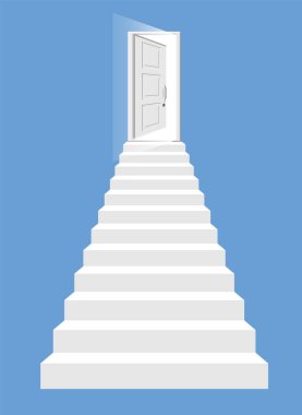 White stairs and open door isolated. vector White stairs and open door isolated. vector