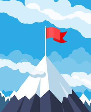 Dağın zirvesinde bayrak.