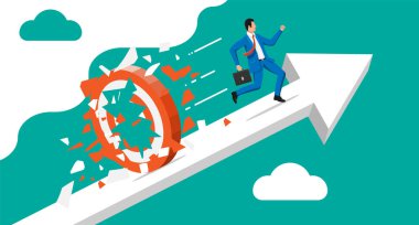 İşadamı koşuyor ve hedefi kırıyor.